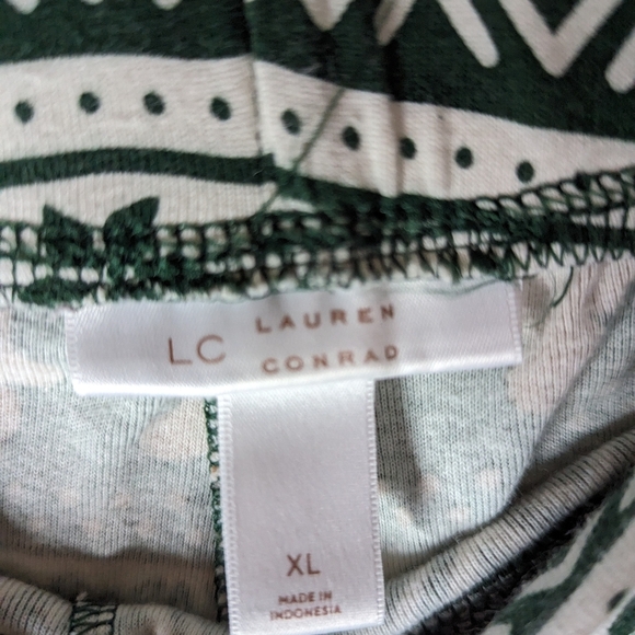 LC Lauren Conrad Gingerbread Jammies PJ set Pajama Set Fairisle Dark Green Sz XL - Picture 8 of 12